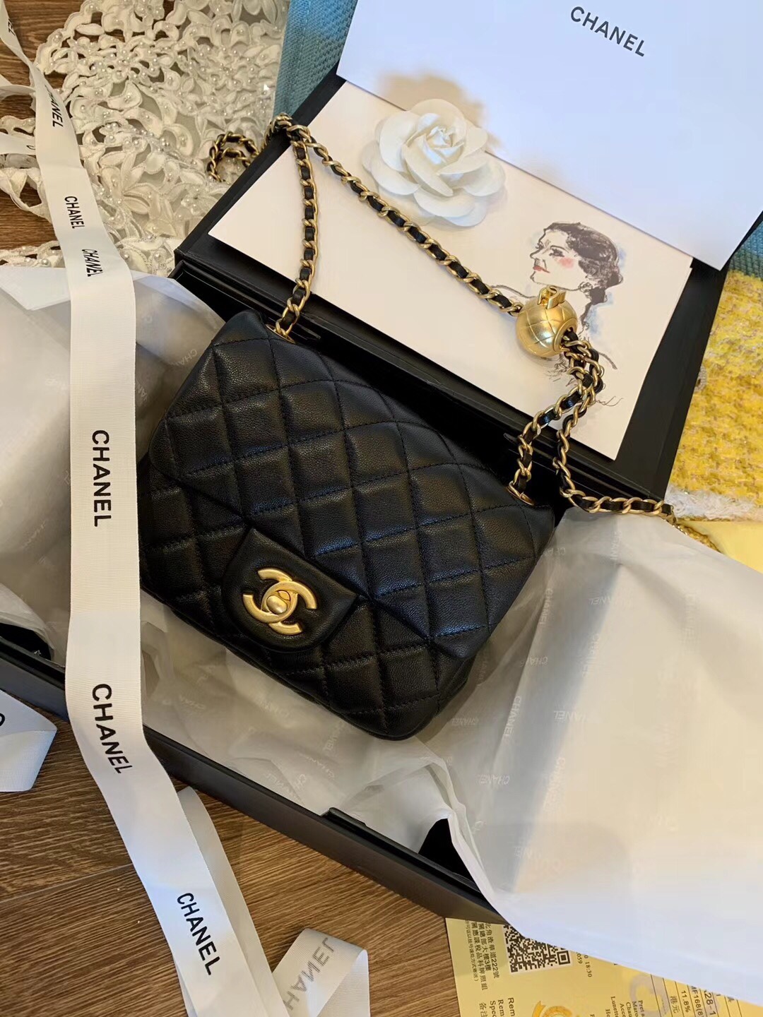 P1580 香奈儿新款cf女包chanel黑色菱格羊皮金属球调节肩带斜挎包17cm 金典皮具 广州包包批发 广州白云皮具城